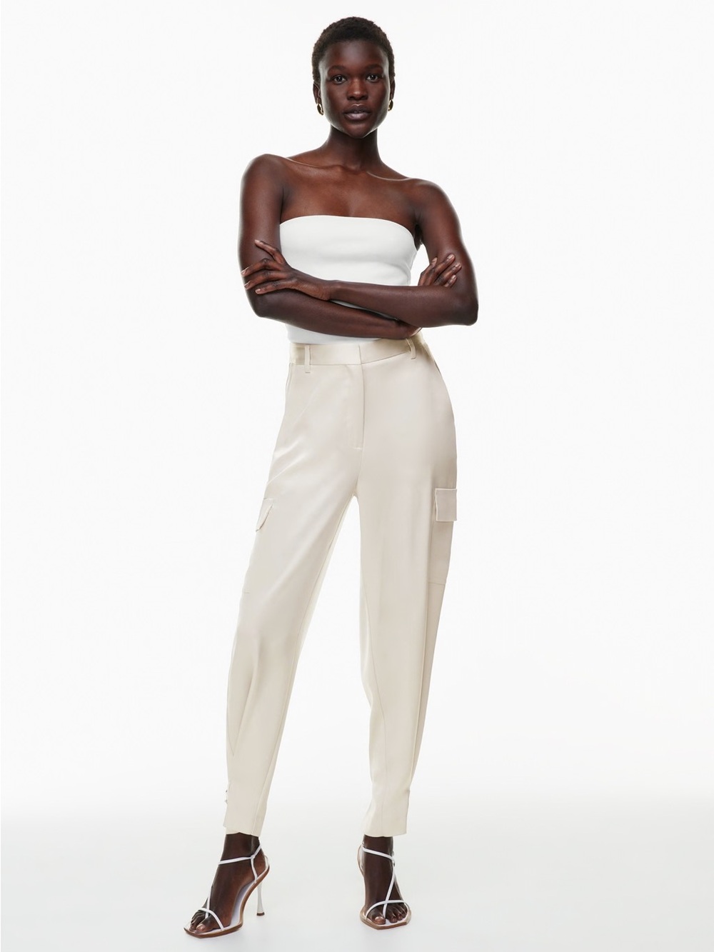 Babaton Cream Satin Cargo Pants - Picture 4 of 6